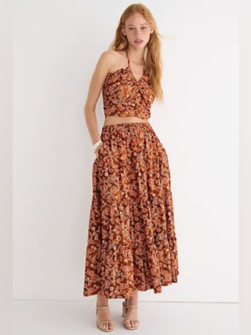 J. Crew Top and Skirt Set in brown vine print - Picture 2 of 6